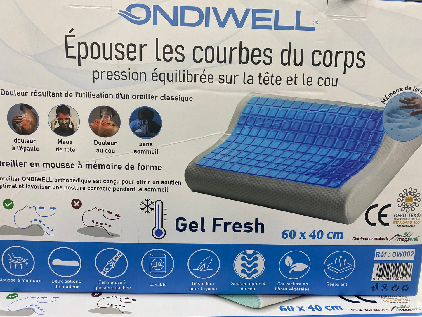 oreiller orthopedique en mousse a memoire de forme